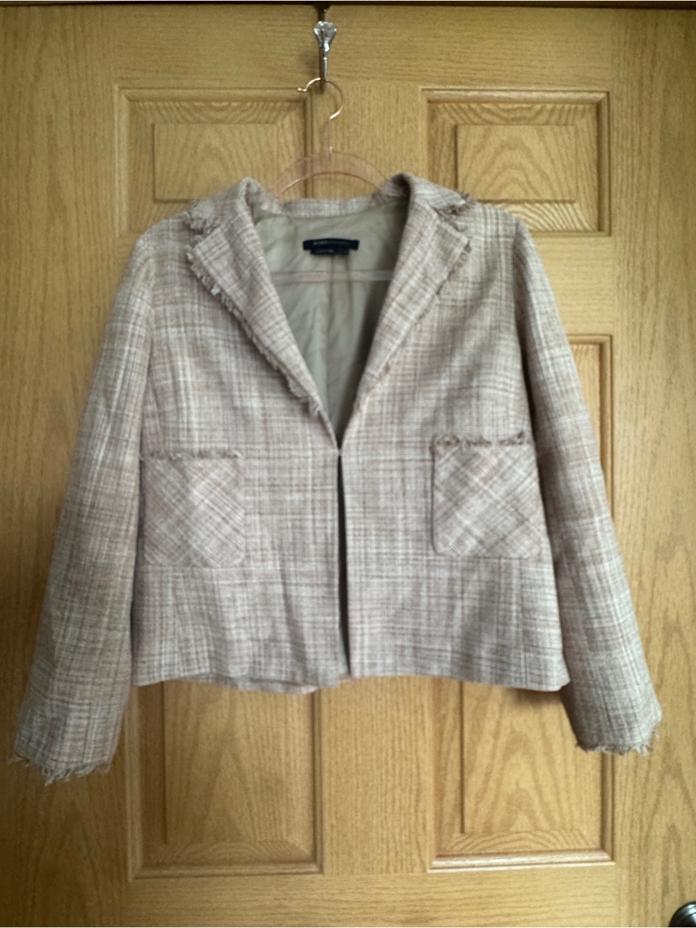 BCBGeneration Beige Tweed Crop Blazer